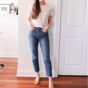 Everlane The Cheeky Straight Jean, Faded Indigo, 25 ankle length